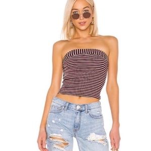 5/$30 Free People Show Me Black Striped Tube Top